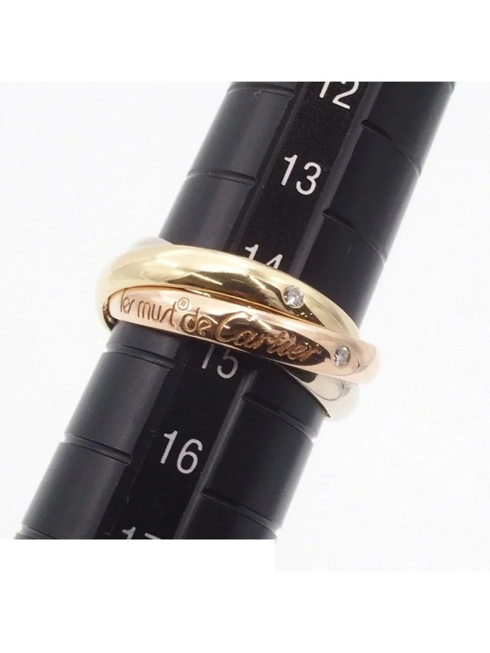 Cartier Trinity MM Three Color Gold Diamond 54 Ring